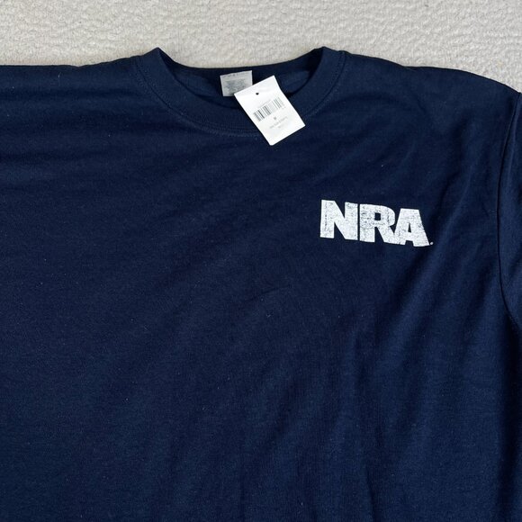 NRA T Shirt Mens Medium American Flag Navy Blue 2nd Amendment Guns Hunting - Picture 3 of 12